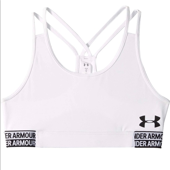 NWT UA Girls HeatGear Sports Bra White Sz S Youth - Picture 4 of 7